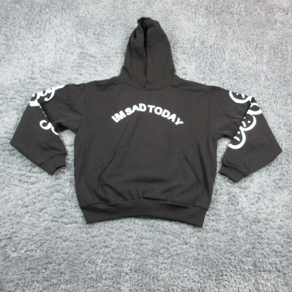 Sad Boyz Hoodie Mens L Black Pullover Hooded Pockets Graphic Tagless Fleece